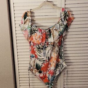 Coastal Waves Floral Ruffle Bathing Suit